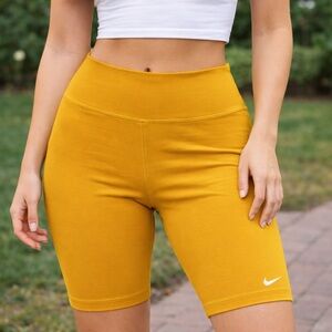 Nike Women's High-Rise Mustard Yellow Bike Shorts